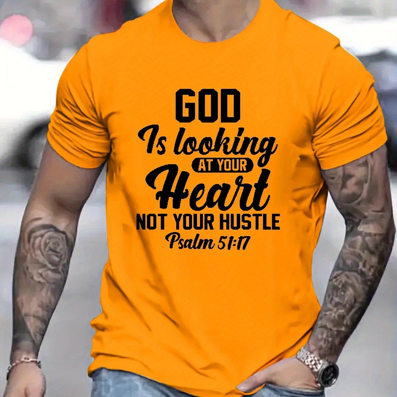Psalm 51:17 God Is Looking At Your Heart Not Your Hustle Men's Christian T-shirt claimedbygoddesigns