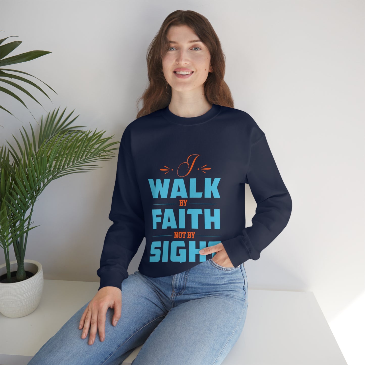 I Walk By Faith Not By Sight Unisex Heavy Blend™ Crewneck Sweatshirt