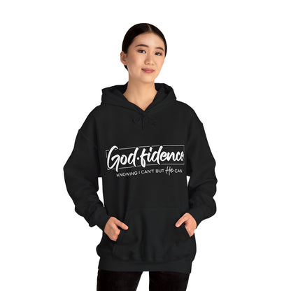 Christian Hooded Sweatshirt -Confidence In Him Knowing I Can't But He Can