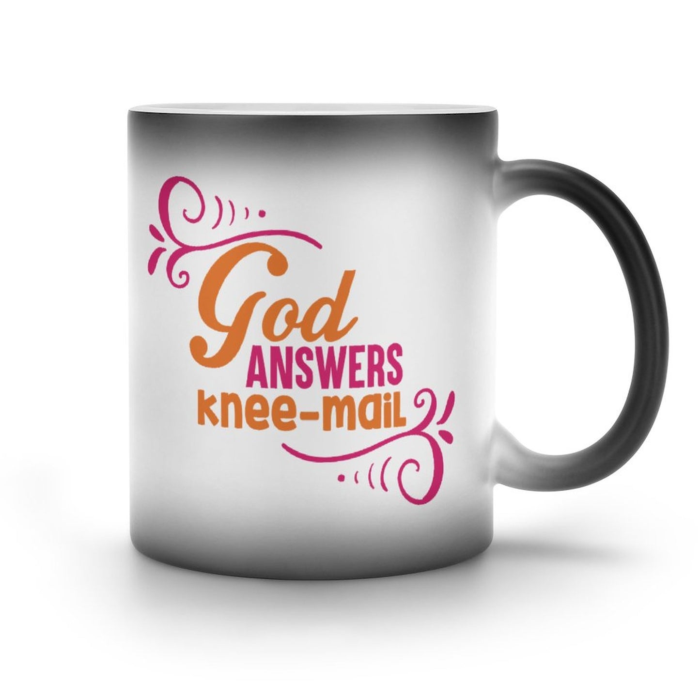 God Answers Knee Mail Funny Christian Color Changing Mug (Dual-sided)