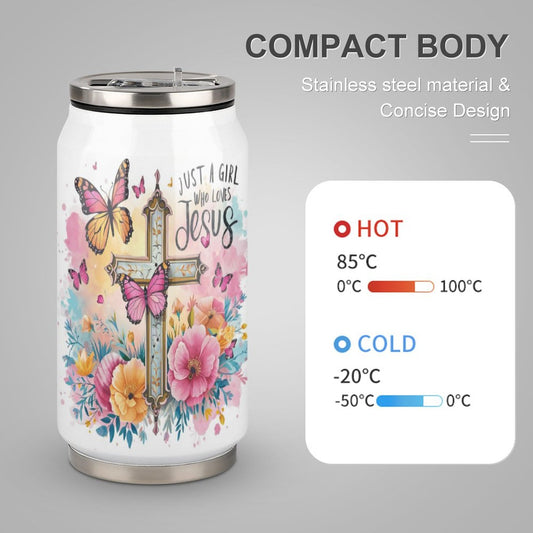 Just A Girl Who Loves Jesus Christian Stainless Steel Tumbler with Straw SALE-Personal Design