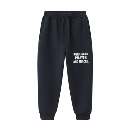 Running On Prayer And Snacks Unisex Christian Drawstring Jogged Sweatpants