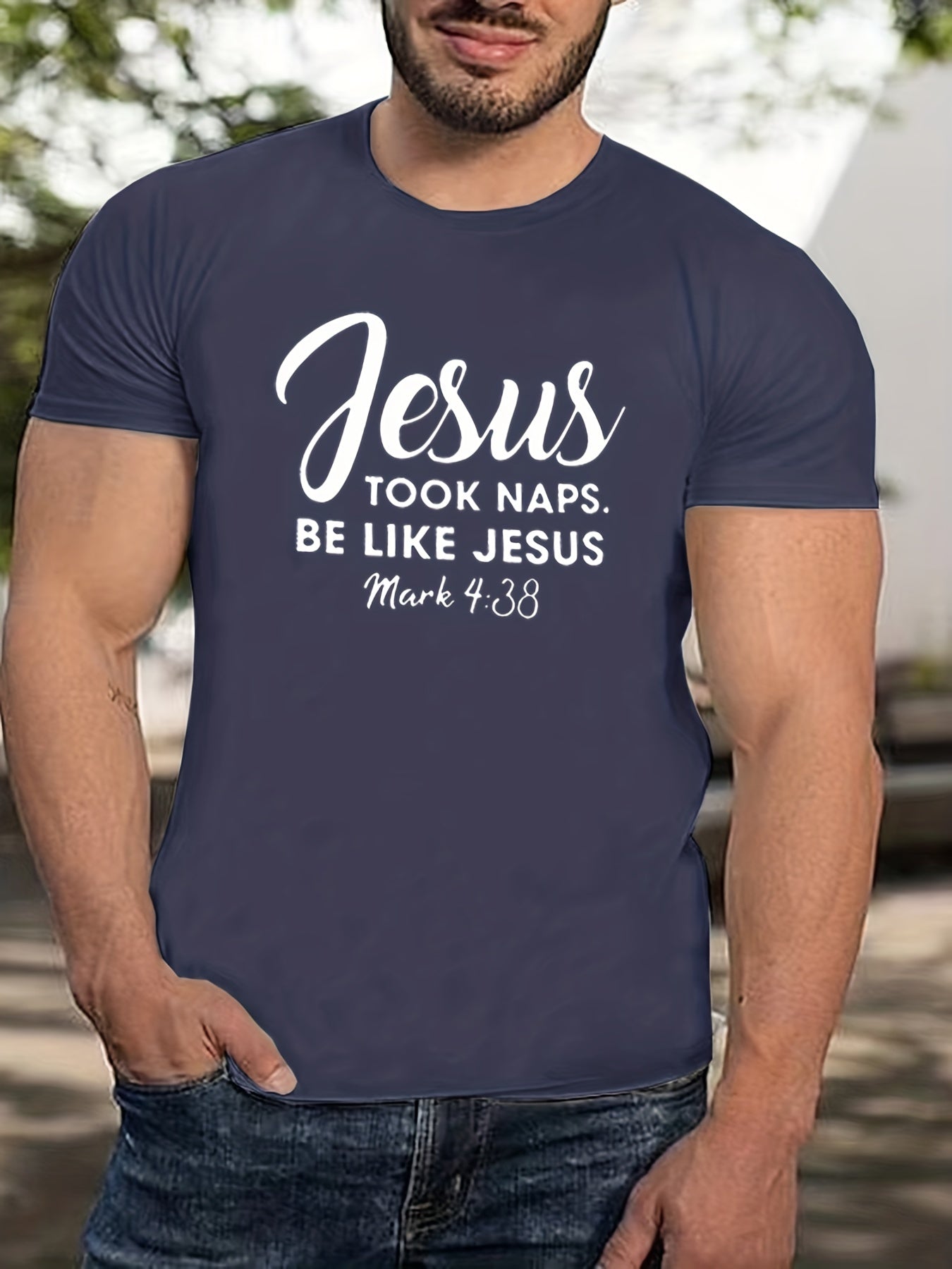 Mark 4:38 Jesus Took Naps Be Like Jesus Men's Christian T-shirt claimedbygoddesigns