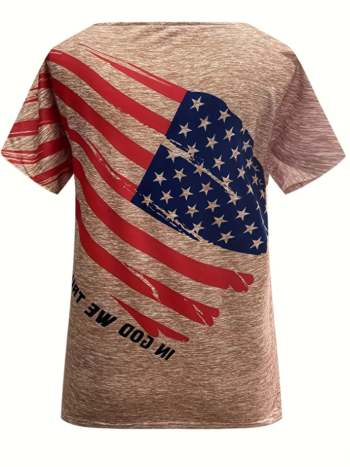 In God We Trust Patriotic American Flag Plus Size Women's Christian T-shirt claimedbygoddesigns