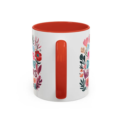 Floral Inspirational Coffee Accent Mug - Praying Mama Raising Warriors, Gift for Moms, Mother's Day Mug, Motivational Cup, Unique Kitchenware