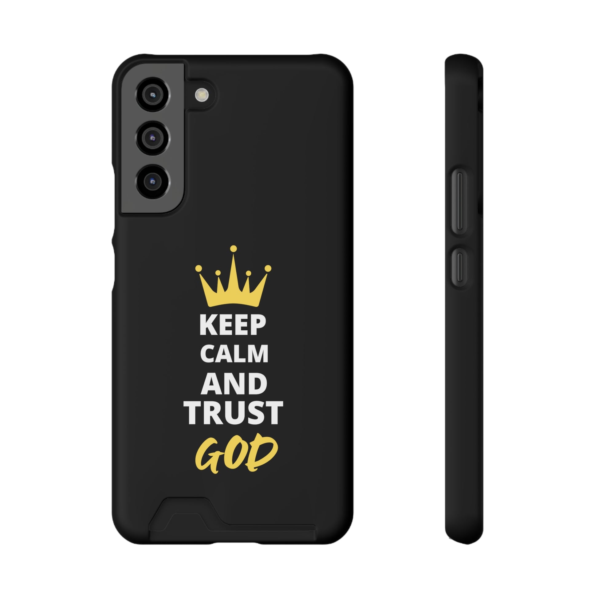 Keep Calm And Trust God Christian Phone Case With Card Holder Printify