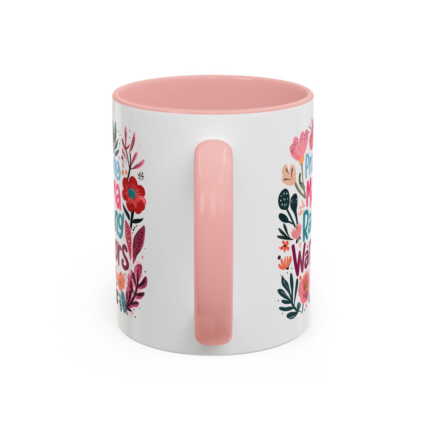 Floral Inspirational Coffee Accent Mug - Praying Mama Raising Warriors, Gift for Moms, Mother's Day Mug, Motivational Cup, Unique Kitchenware