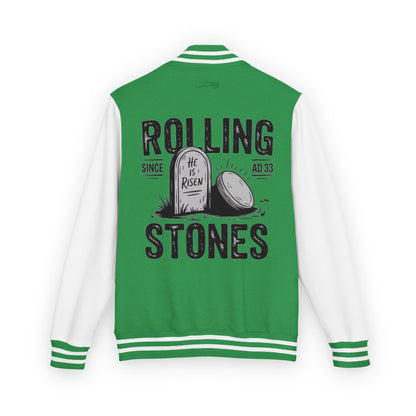 Unisex Vintage Rocker Letterman Jacket - Rolling Stones Design - ClaimedbyGodDesigns