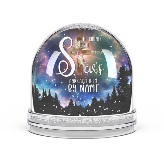 Christian Snow Globe, Religious Home Decor, Inspirational Gift, Christmas Decoration, He Counts The Stars - ClaimedbyGodDesigns