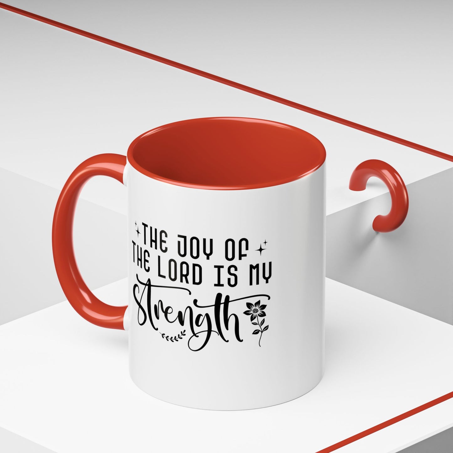 Inspirational Accent Coffee Mug - The Joy of the Lord is My Strength - Perfect for Faith Lovers