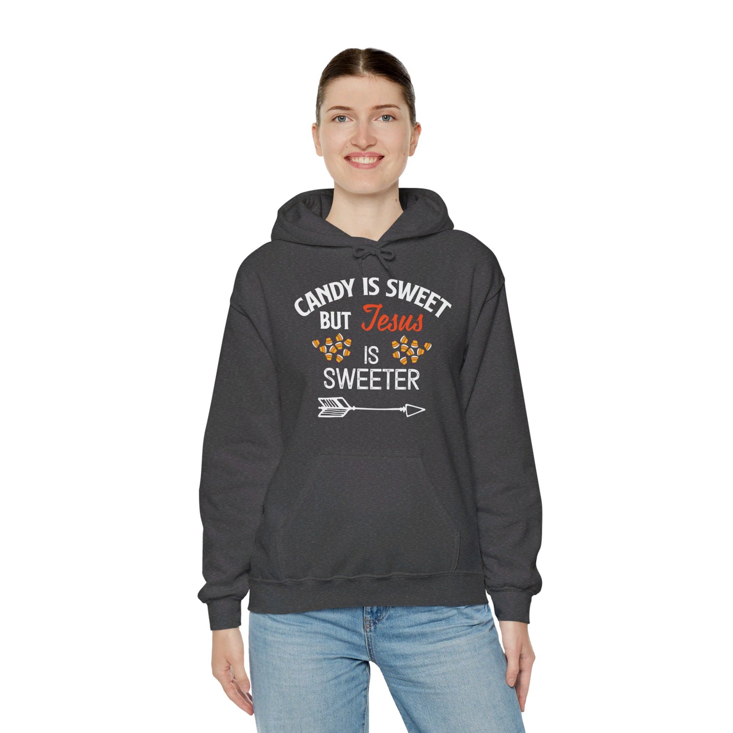 Candy Is Sweet Jesus Is Sweeter Halloween Unisex Christian Pullover Hooded Sweatshirt