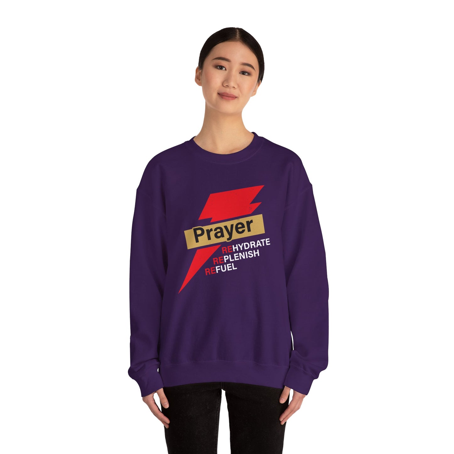 Prayer Rehydrate Replenish Refuel Unisex Heavy Blend™ Crewneck Christian Sweatshirt