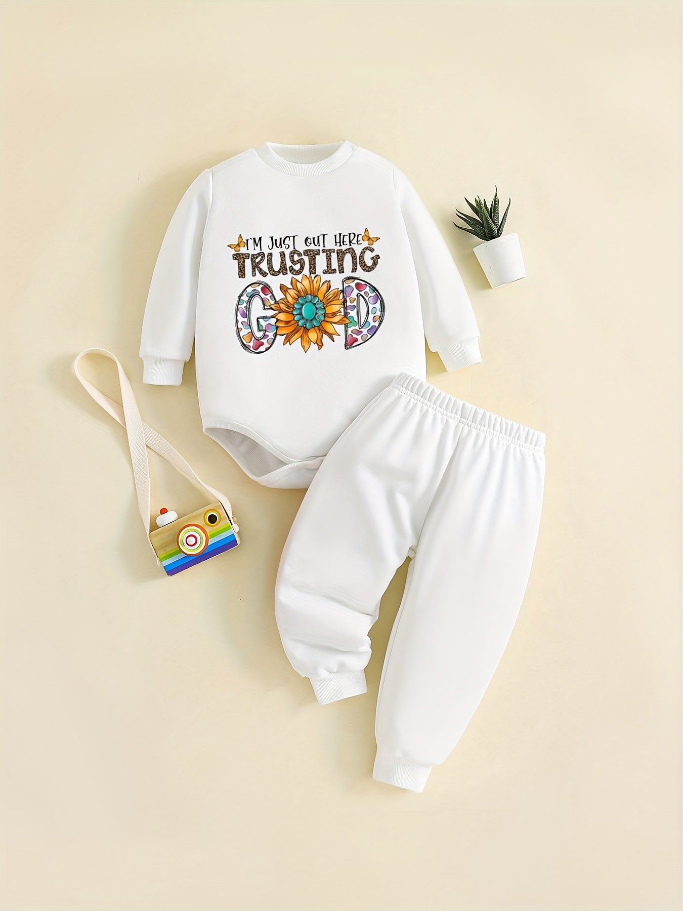 I'm Just Out Here Trusting God Toddler Christian Casual Outfit claimedbygoddesigns