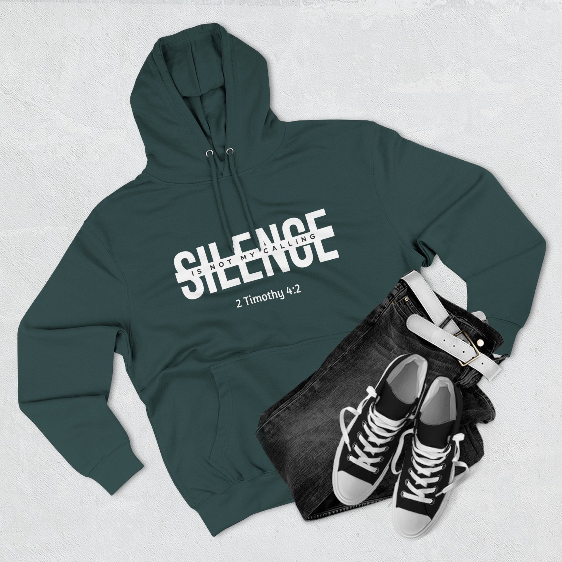 Silence Hoodie - Inspirational Fleece Unisex Pullover, Christian Gift, Motivational Activewear, Cozy Sweatshirt, Scripture Reminder - ClaimedbyGodDesigns