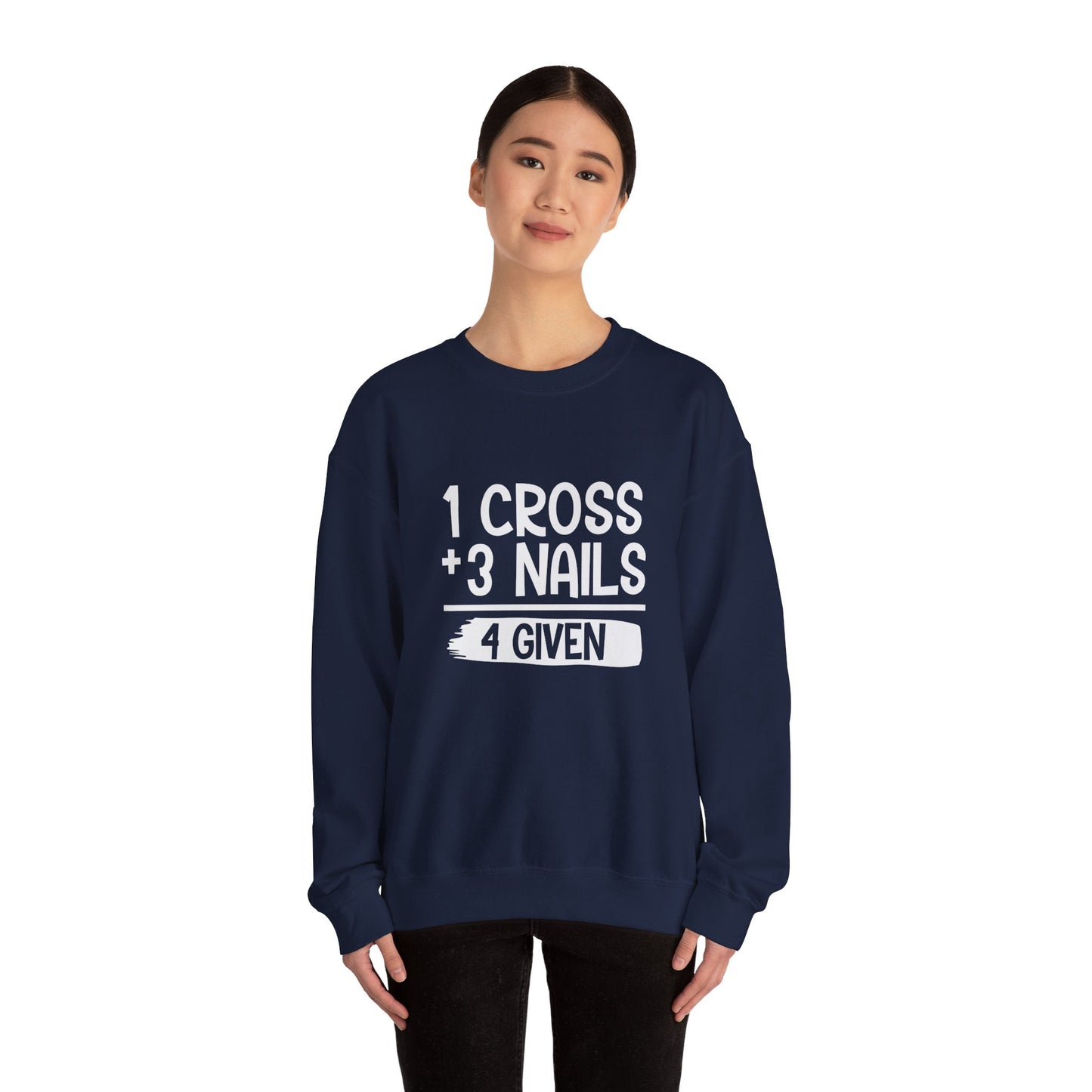 1 Cross 3 Nails 4 Given Christian Math Unisex Heavy Blend™ Crewneck Christian Sweatshirt