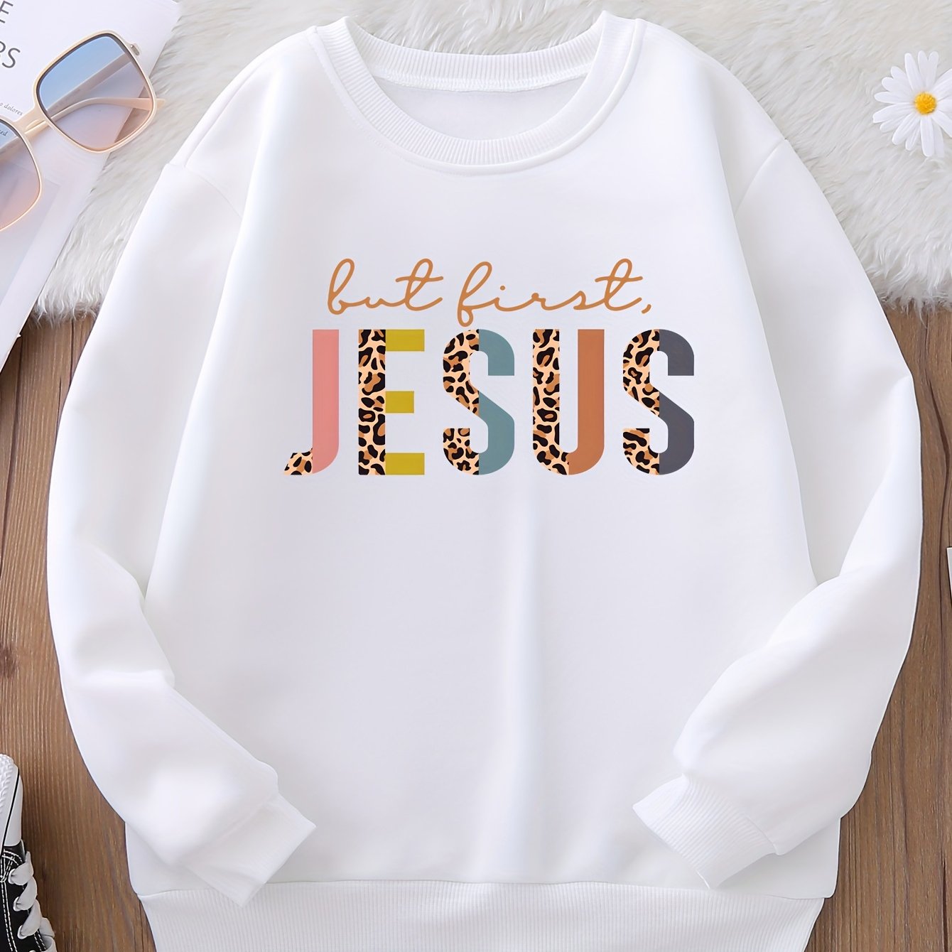 But First JESUS Youth Christian Pullover Sweatshirt claimedbygoddesigns