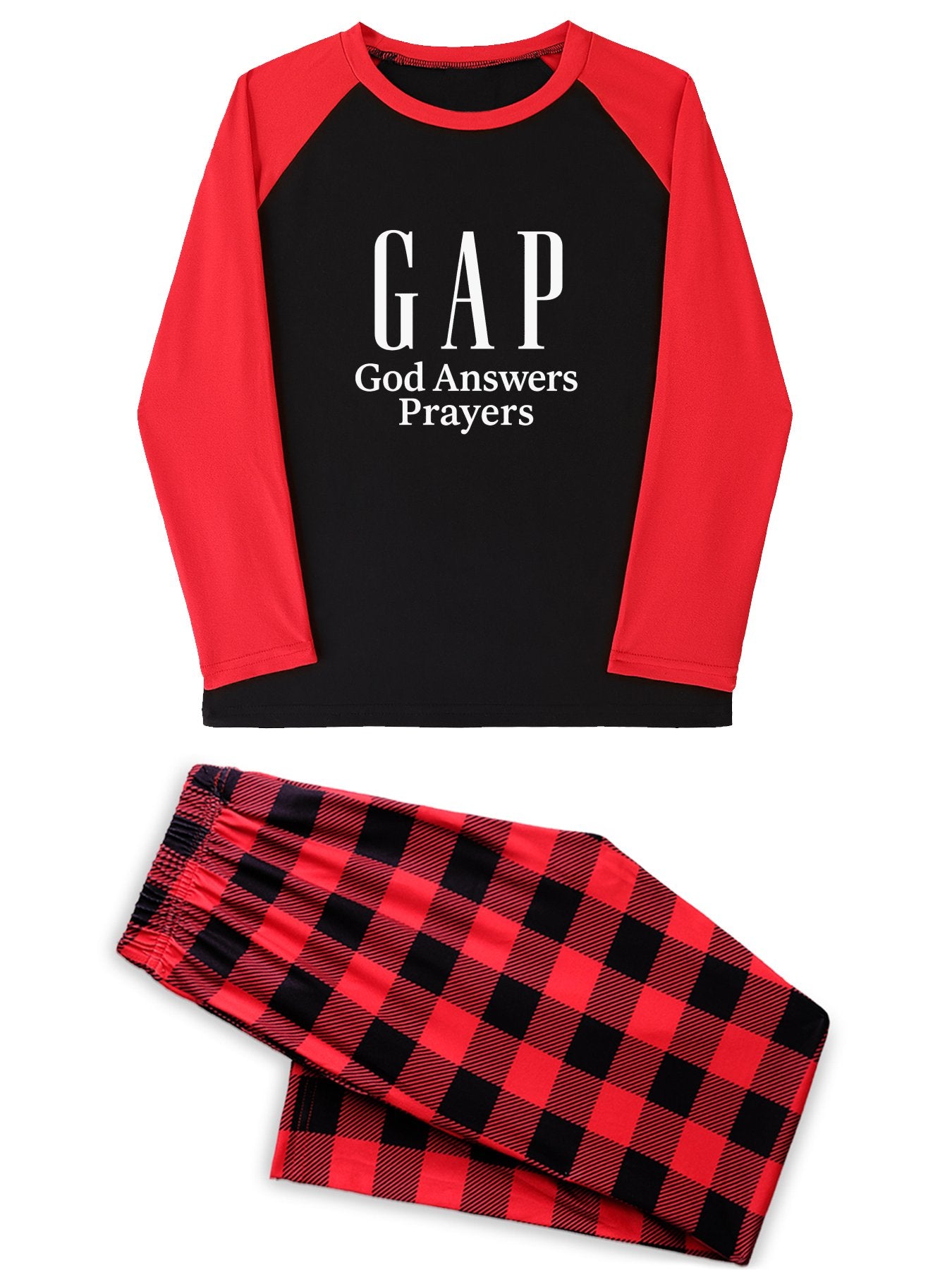 GAP He Answers Prayers Unisex Christian Plaid Pajamas - ClaimedbyGodDesigns
