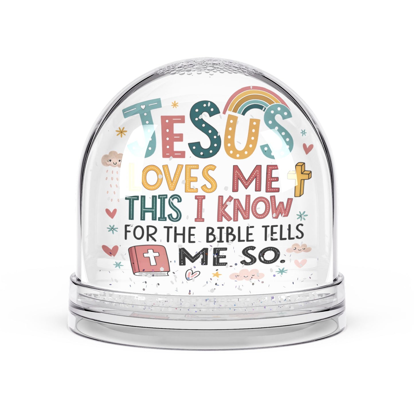Christian Snow Globe, Religious Home Decor, Inspirational Gift, Christmas Decoration, He Loves Me This I Know - ClaimedbyGodDesigns