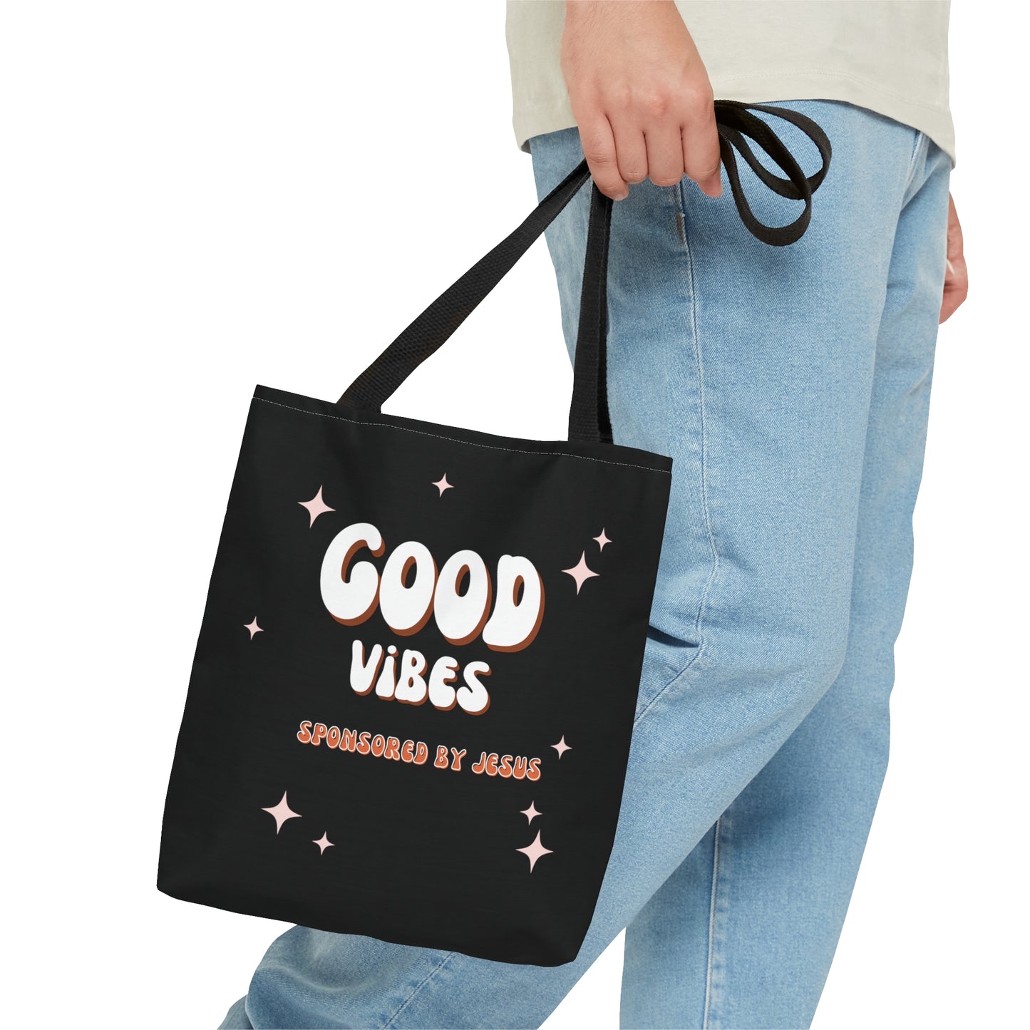 Good Vibes Sponsored By Jesus Christian Tote Bag Printify