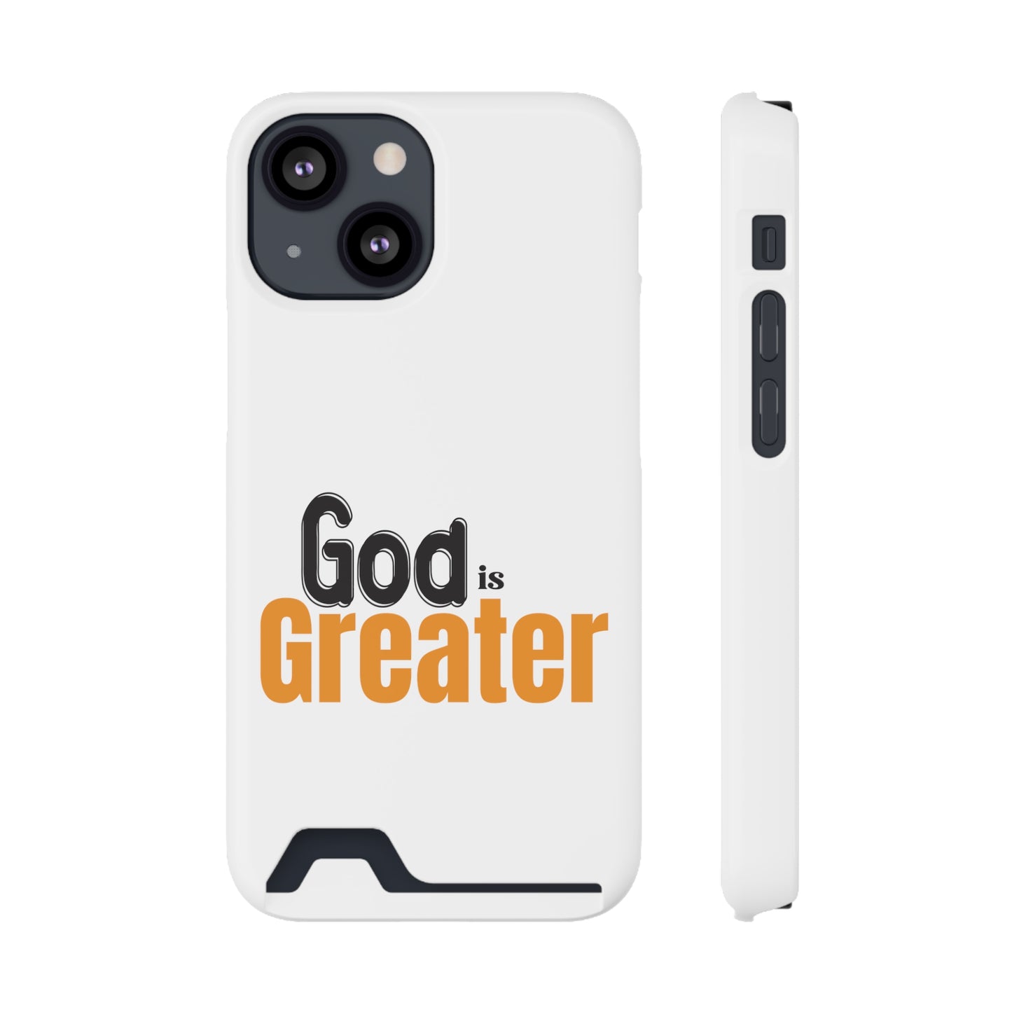 God Is Greater Christian Phone Case With Card Holder Printify