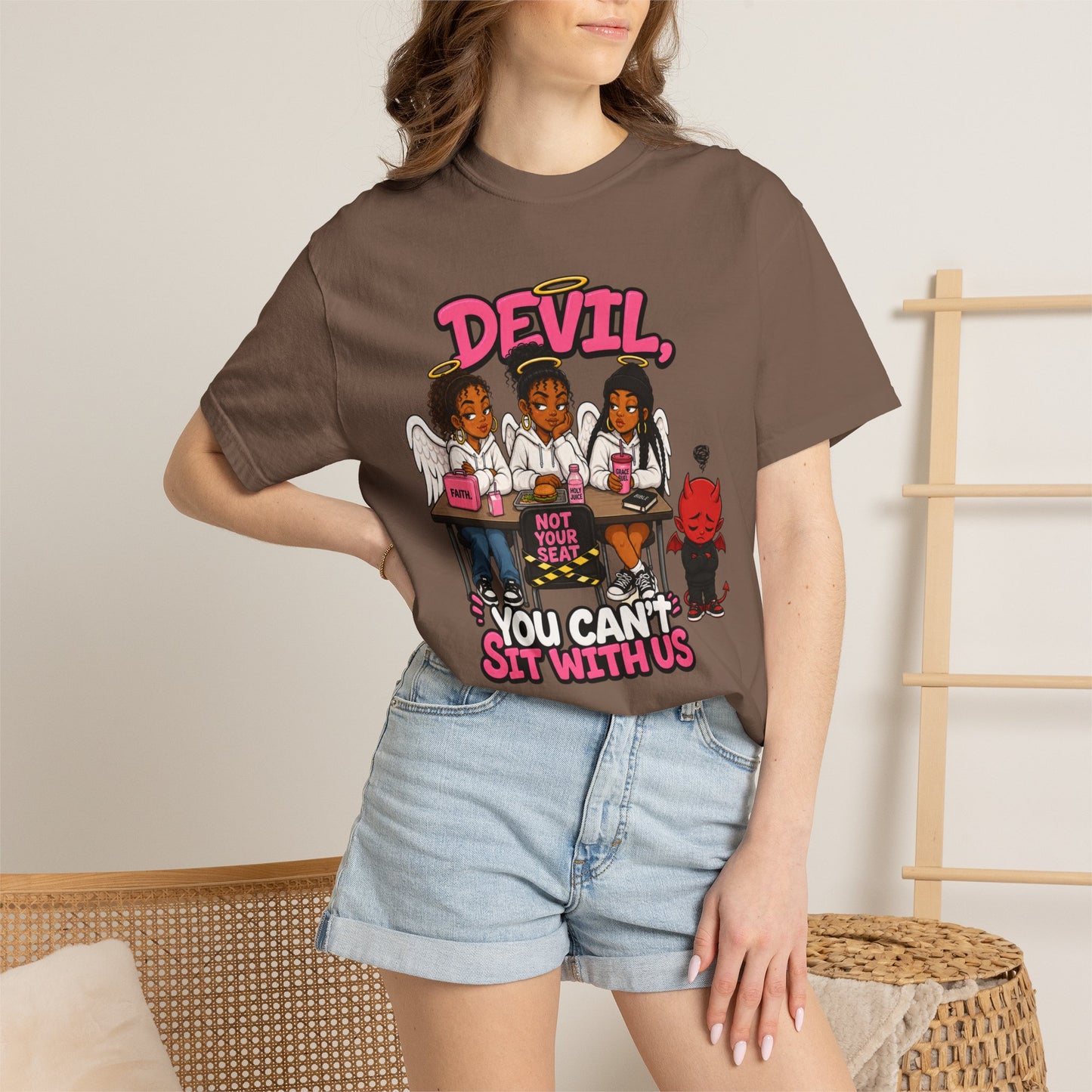 You Can't Sit With Us T-Shirt — 'Devil' Funny Girls Desk Graphic Tee