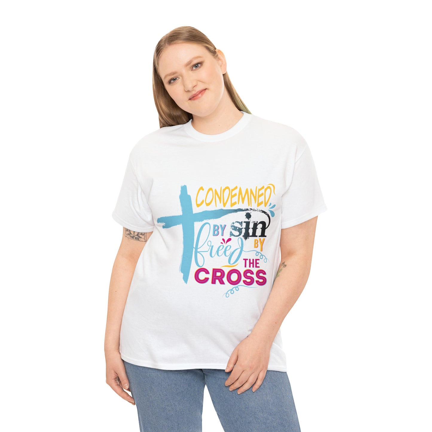 Condemned By Sin Freed By The Cross Unisex Heavy Cotton Tee