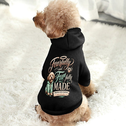 Fearfully and Furfully Made Christian Pet Hooded Pullover Sweatshirt Dog Hoodie Warm, Soft & Breathable - ClaimedbyGodDesigns