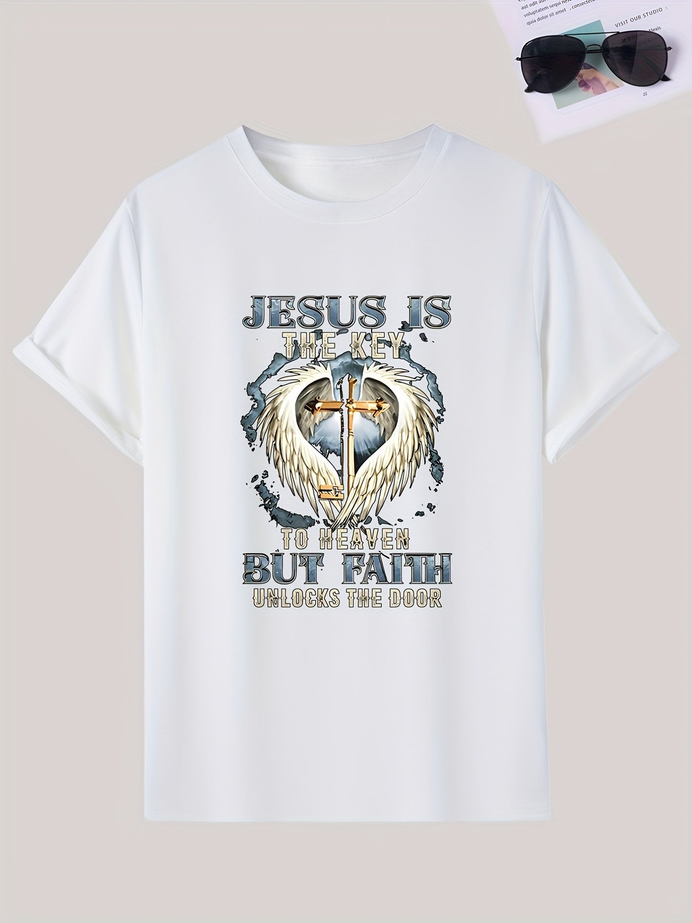 Jesus Is The Key To Heaven But Faith Unlocks The Door Men's Christian T-shirt claimedbygoddesigns