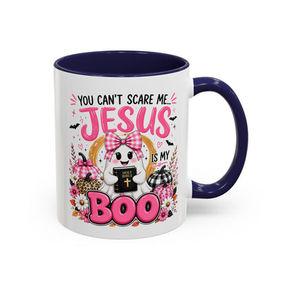 You Can’t Scare Me Jesus Is My Boo Coffee Mug — Halloween Christian Accent Mug