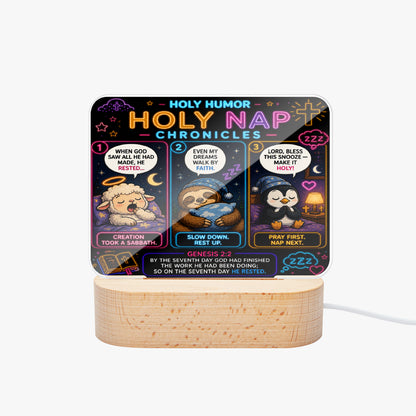 Holy Nap Chronicles Christian Square Acrylic Nigh Light - Luminous Base - ClaimedbyGodDesigns