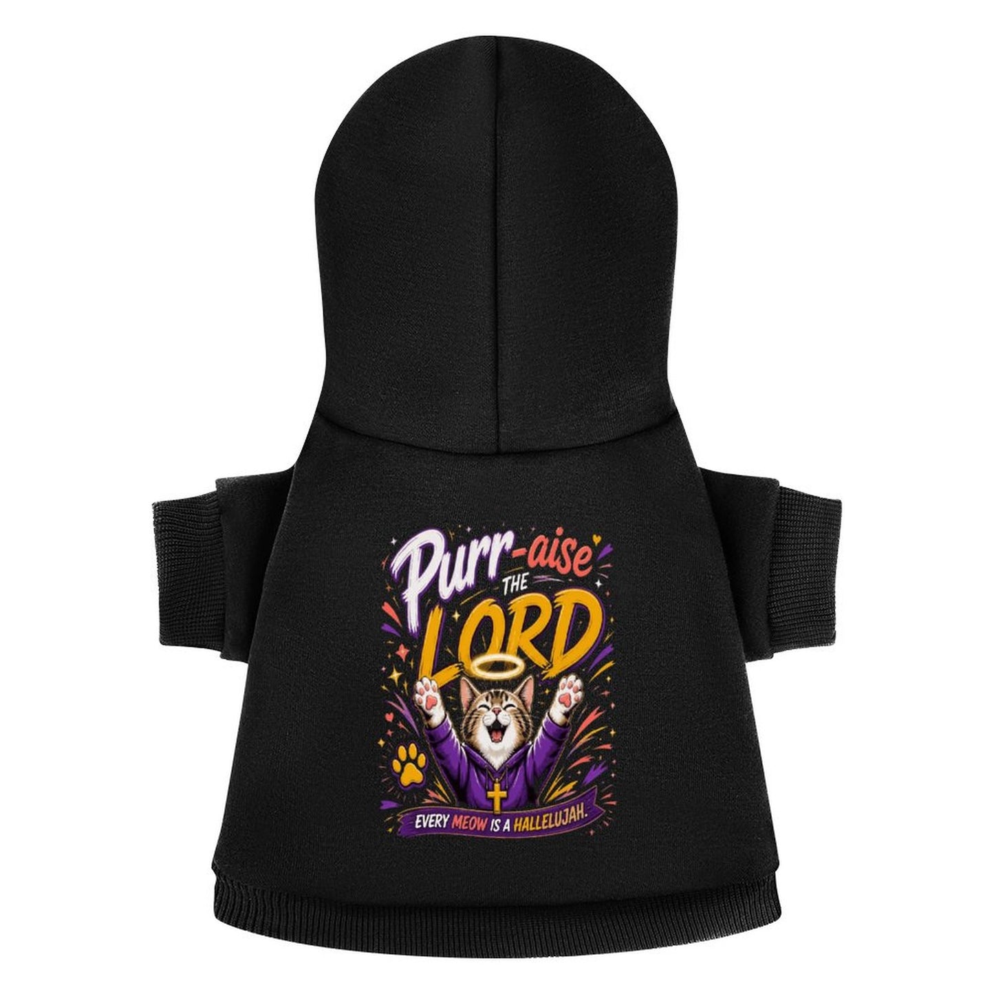 Purr - aise The Lord Christian Pet Hooded Pullover Sweatshirt Cat Hoodie Warm, Soft & Breathable - ClaimedbyGodDesigns