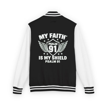 Letterman Jacket — “My Faith Is My Shield” 91 Vintage Varsity Jacket