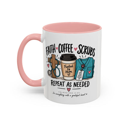 Faith Coffee Scrubs Mug — "Fueled by Him" Christian Nurse Coffee Mug (11oz)