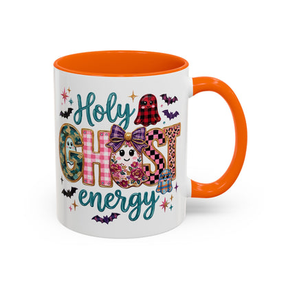 Accent Christian Coffee Mug — "Holy Ghost Energy" Halloween Cute Spooky Ceramic Mug (11/15oz)
