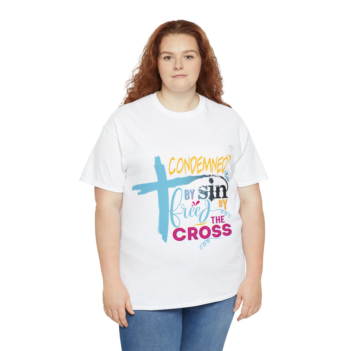 Condemned By Sin Freed By The Cross Unisex Heavy Cotton Tee