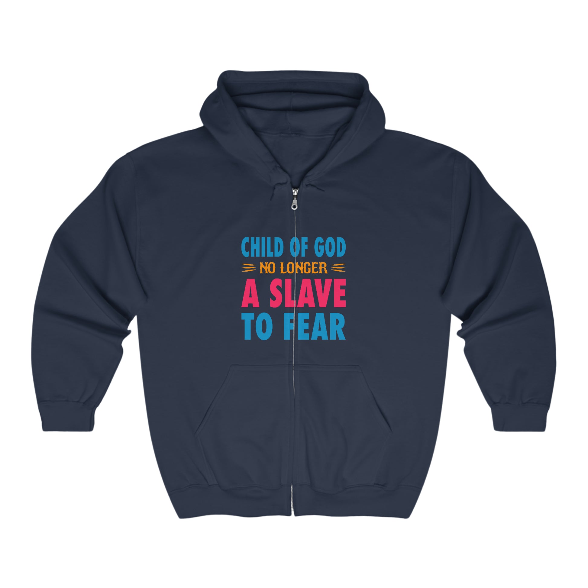 Child Of God No Longer A Slave To Fear Christian Unisex Heavy Blend Full Zip Hooded Sweatshirt Printify