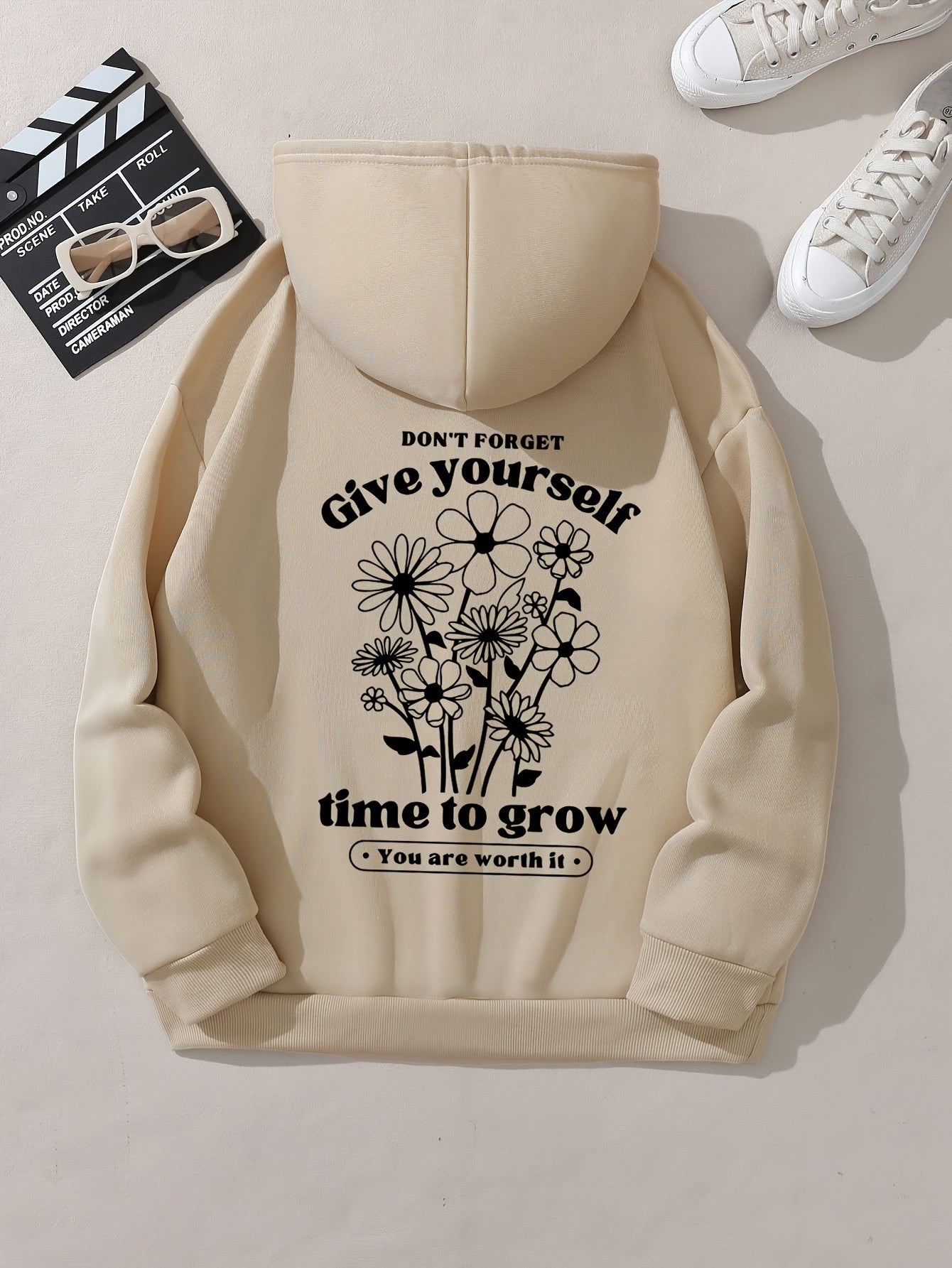 Give Yourself Time To Grow Women's Christian Pullover Hooded Sweatshirt claimedbygoddesigns