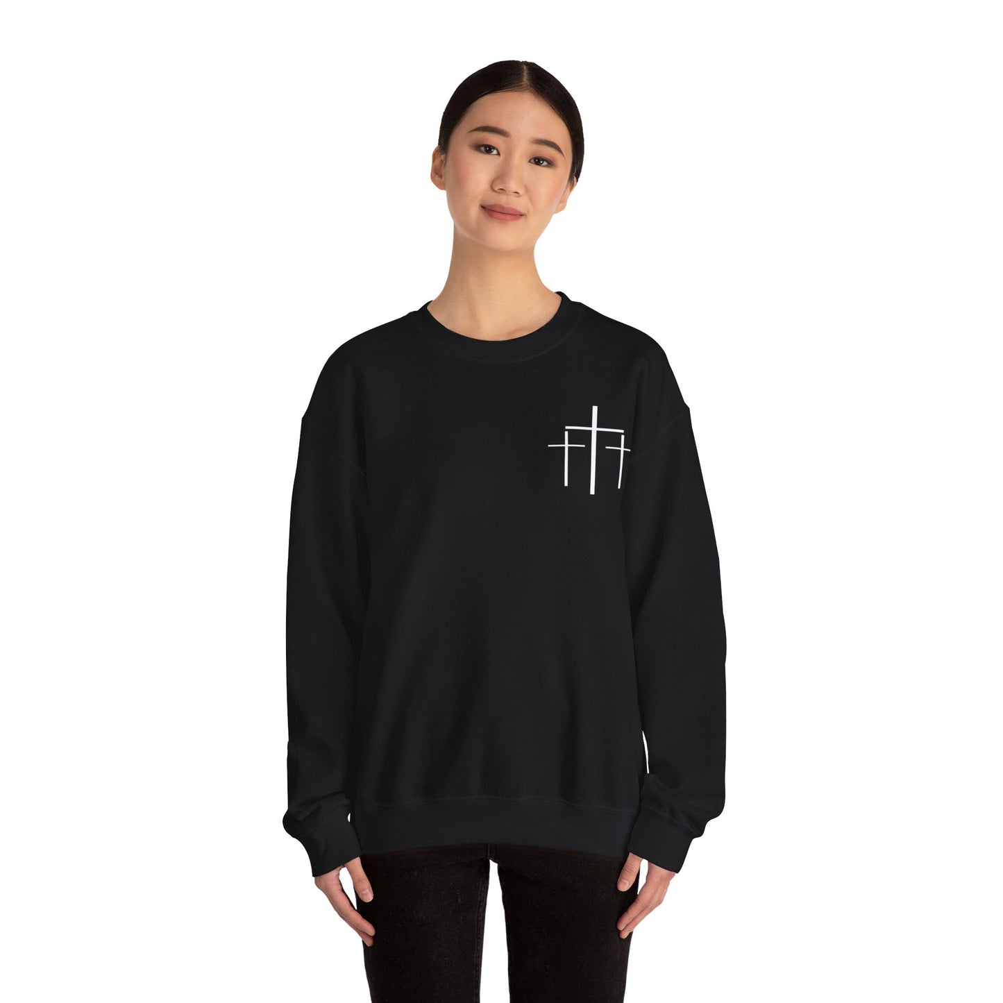 Faith Over Fear 3 Crosses  Unisex Heavy Blend™ Crewneck Christian Sweatshirt