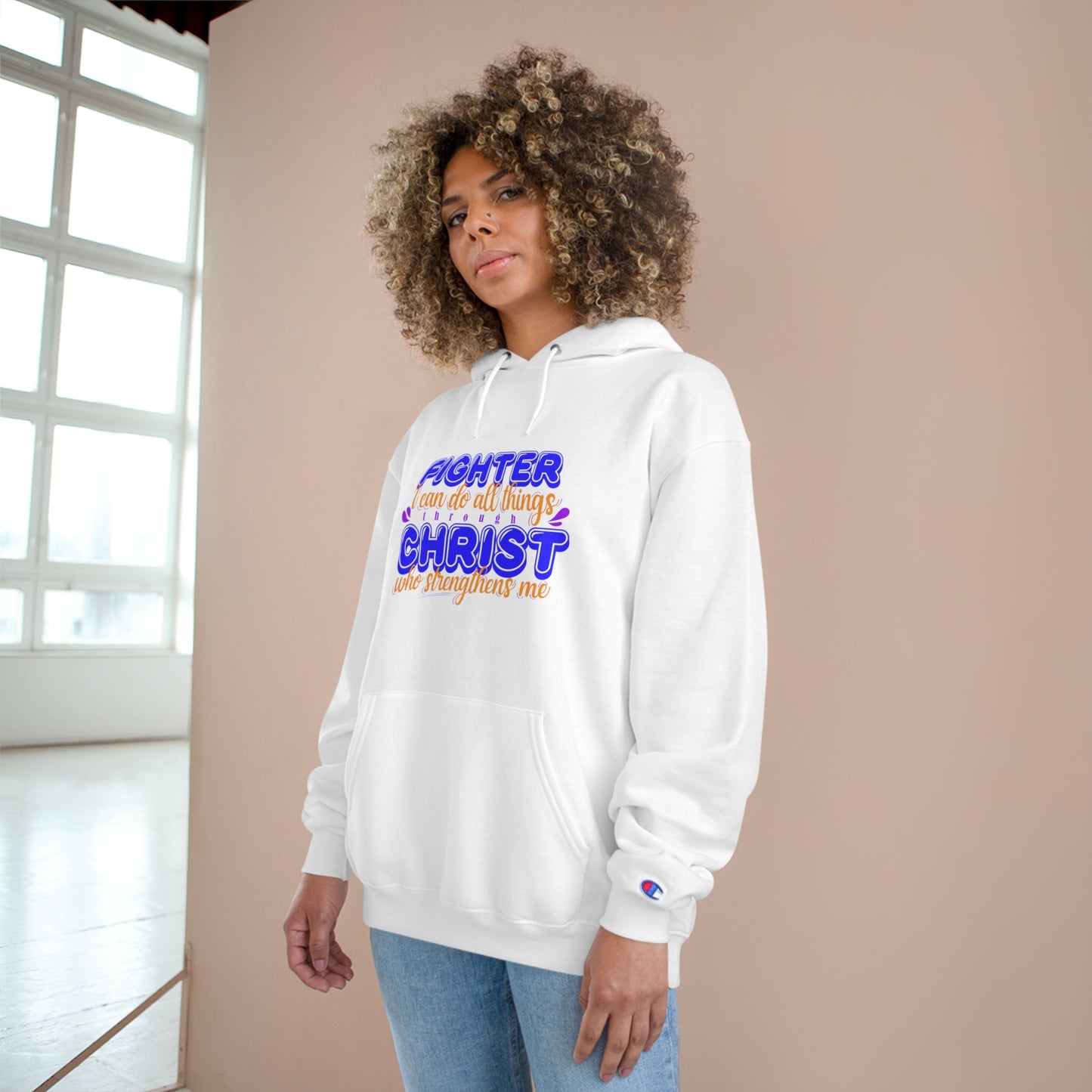 Fighter I Can Do All Things Through Christ Who Strengthens Me Unisex Champion Hoodie