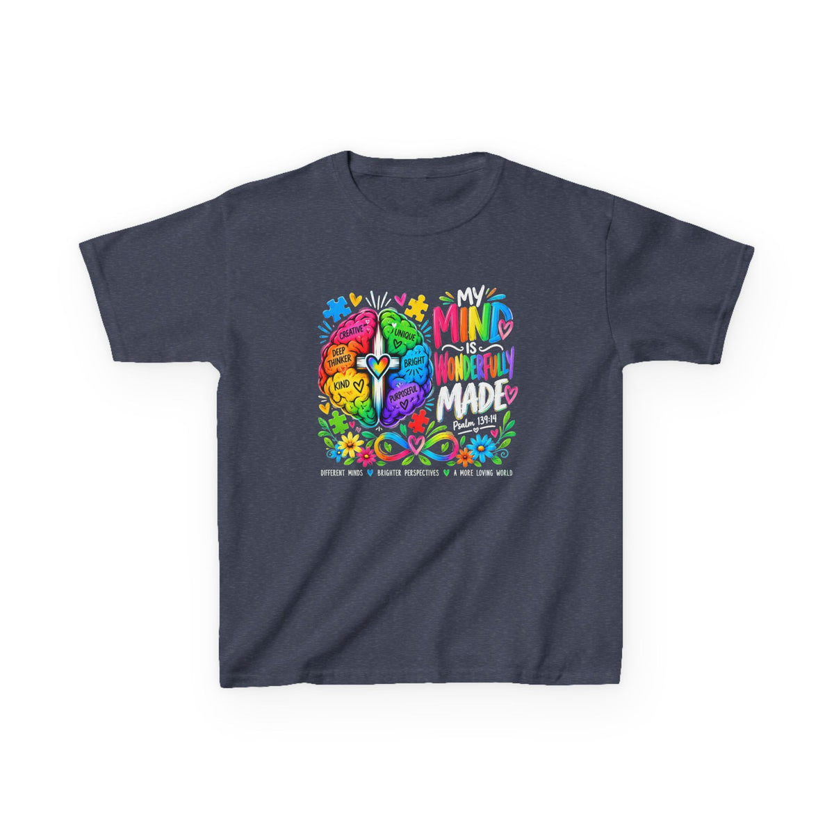 Youth Autism Awareness T-Shirt — "My Mind Is My Superpower" Colorful Brain Tee