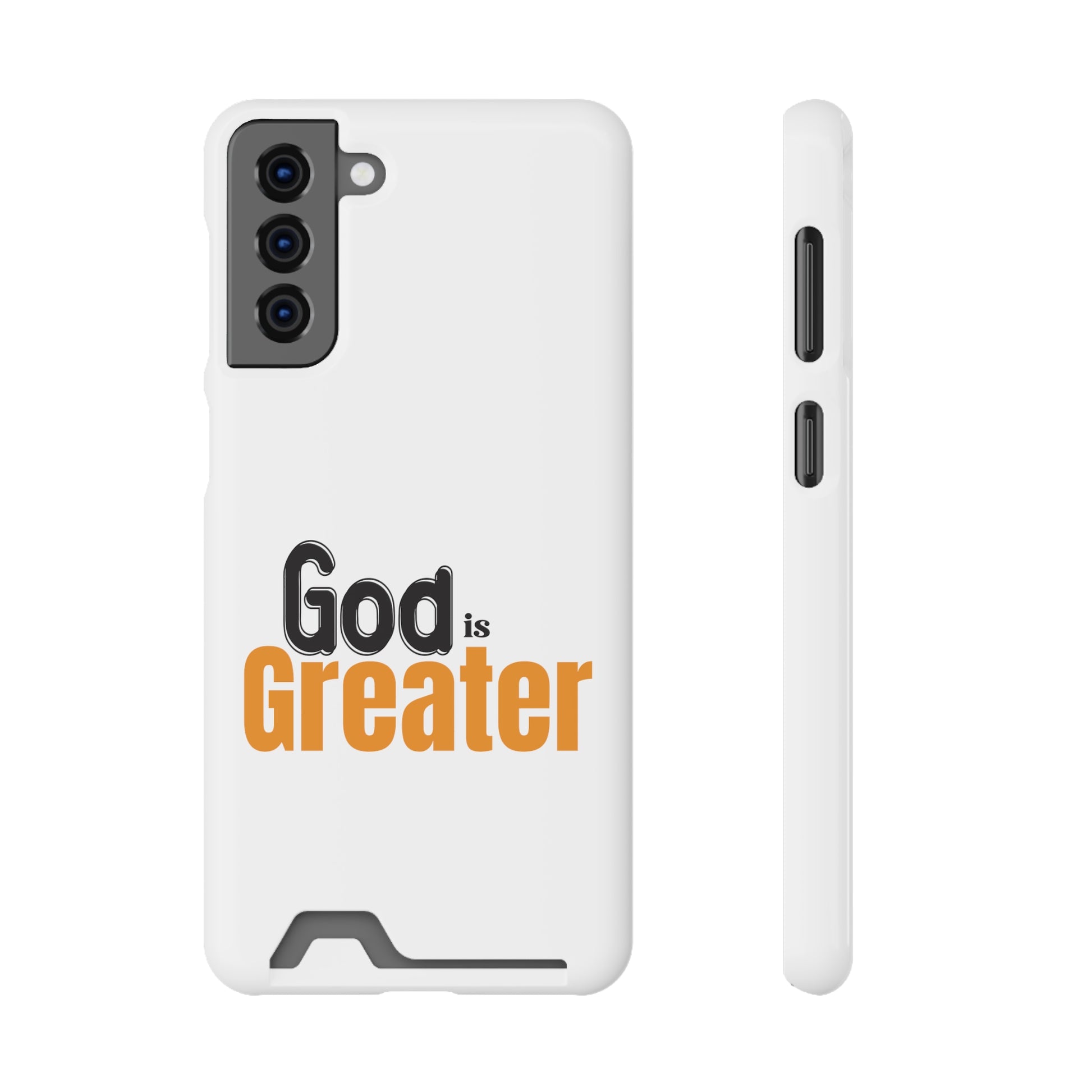 God Is Greater Christian Phone Case With Card Holder Printify