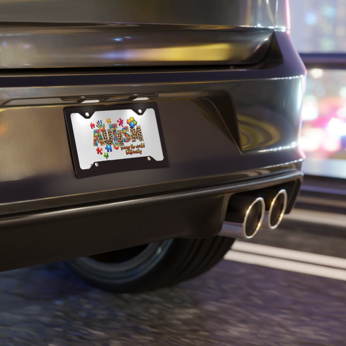 Autism Awareness Seeing the World Differently Vanity Plate - Claimed by God Designs