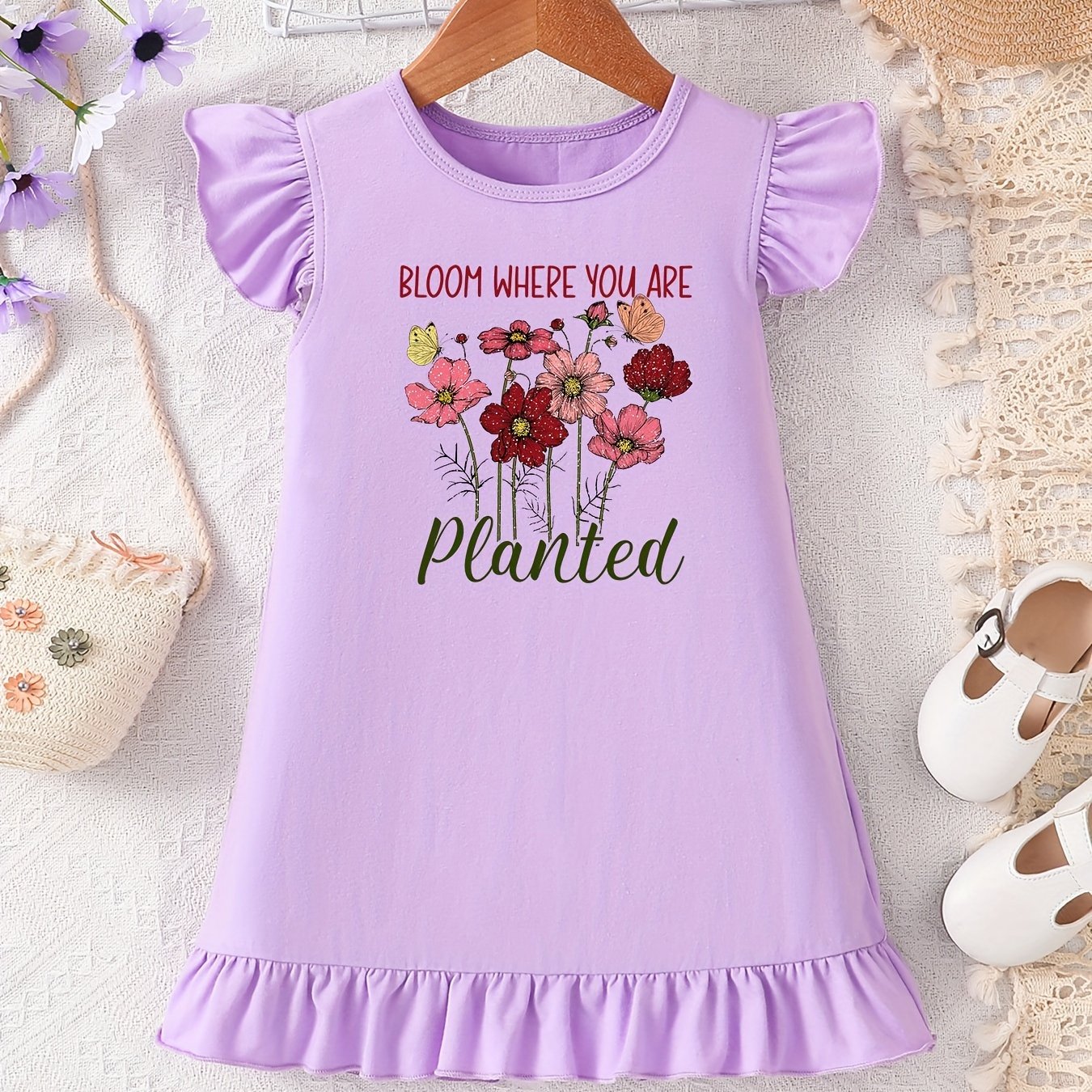 BLOOM WHERE YOU ARE PLANTED Toddler Christian Casual Dress claimedbygoddesigns
