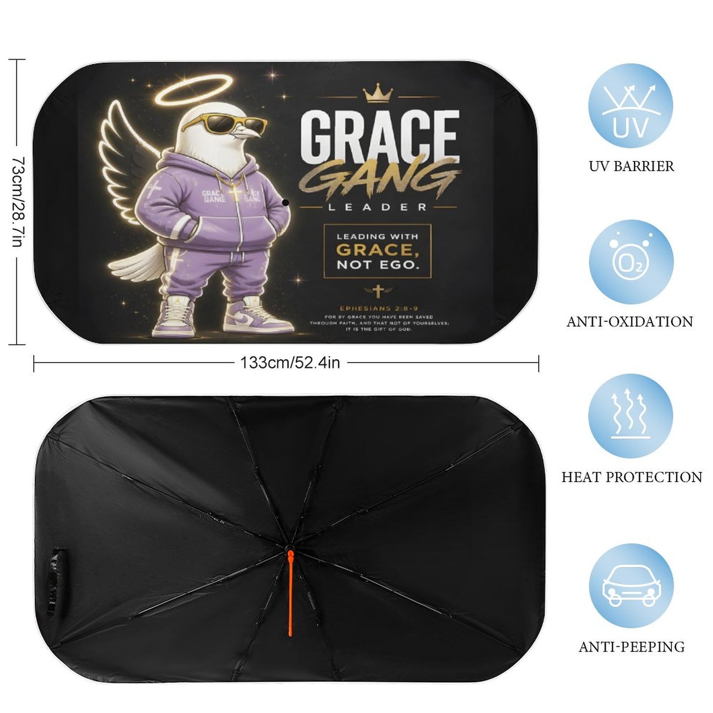 Grace Gang – Christian Car Sunshade Umbrella - ClaimedbyGodDesigns