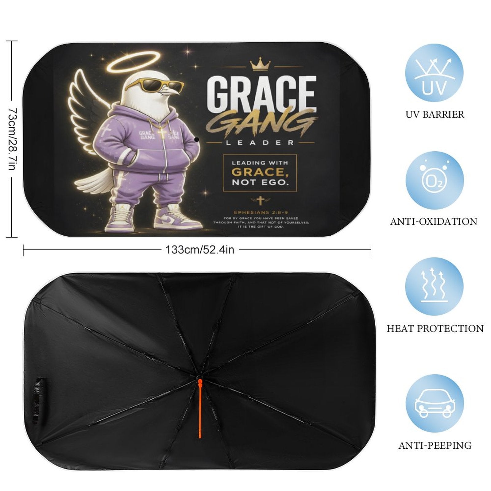 Grace Gang – Christian Car Sunshade Umbrella - ClaimedbyGodDesigns