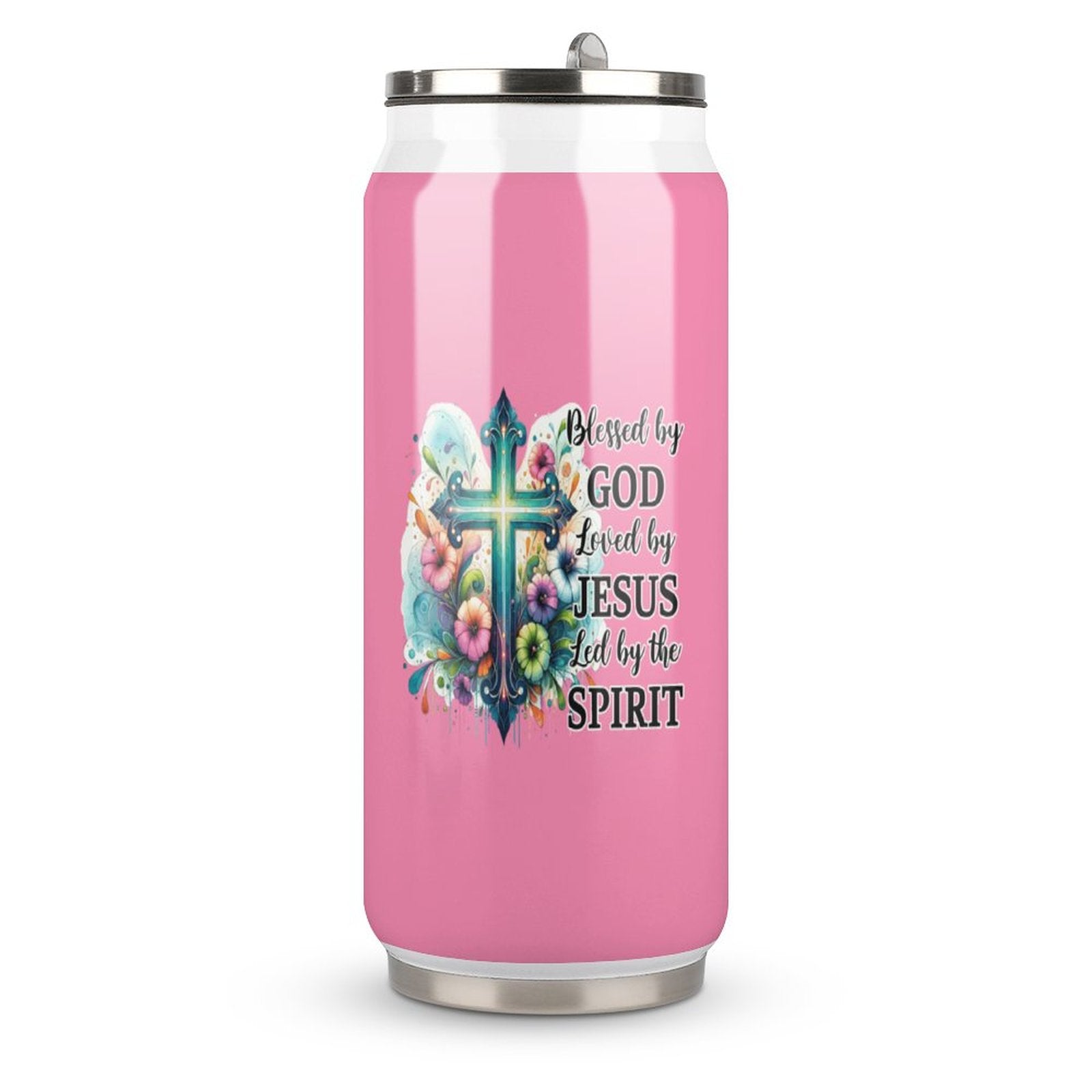 Blessed By God Loved By Jesus Led By The Spirit Unique Christian Stainless Steel Tumbler with Straw SALE-Personal Design