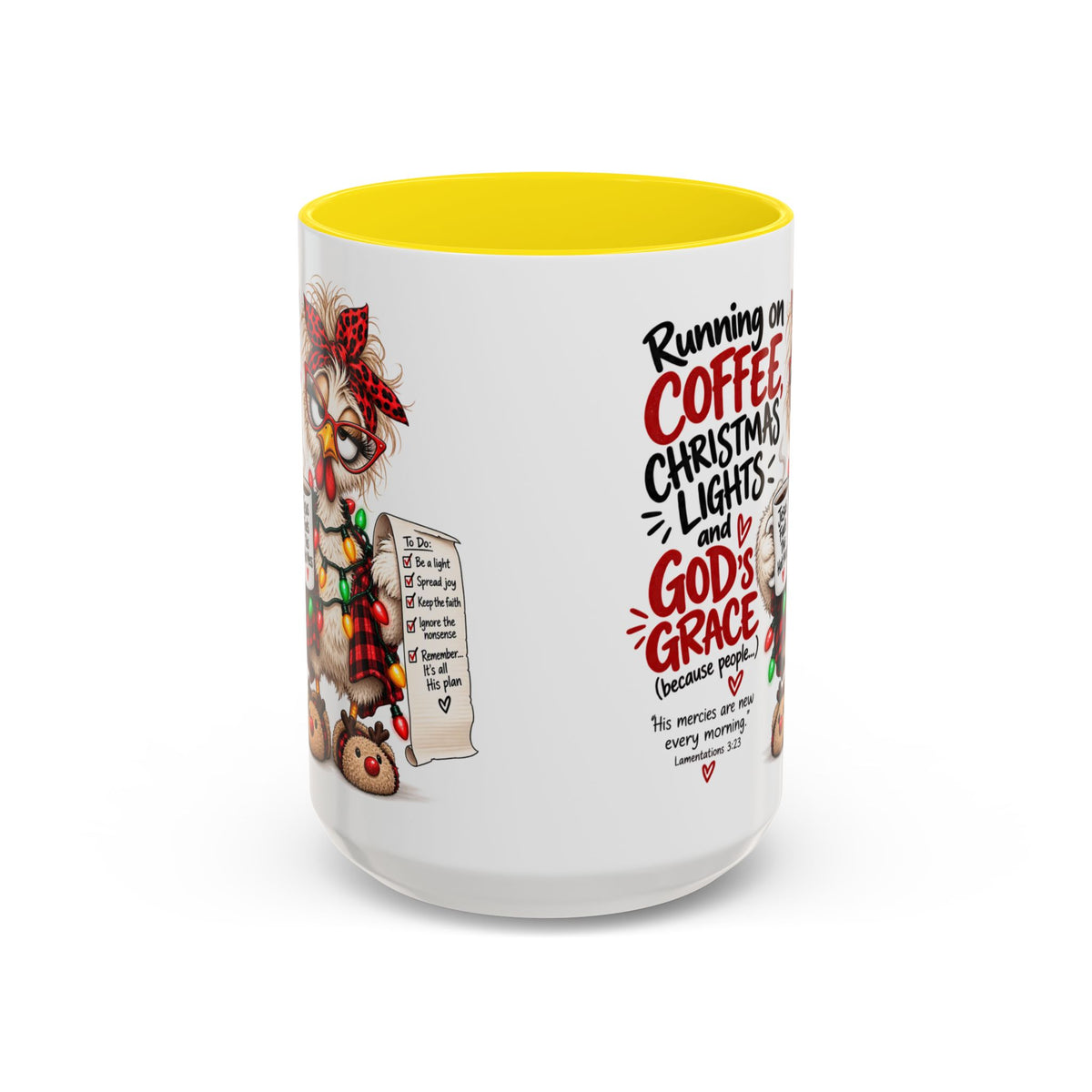 Running on Coffee, Christmas Lights and God’s Grace Christmas Mug