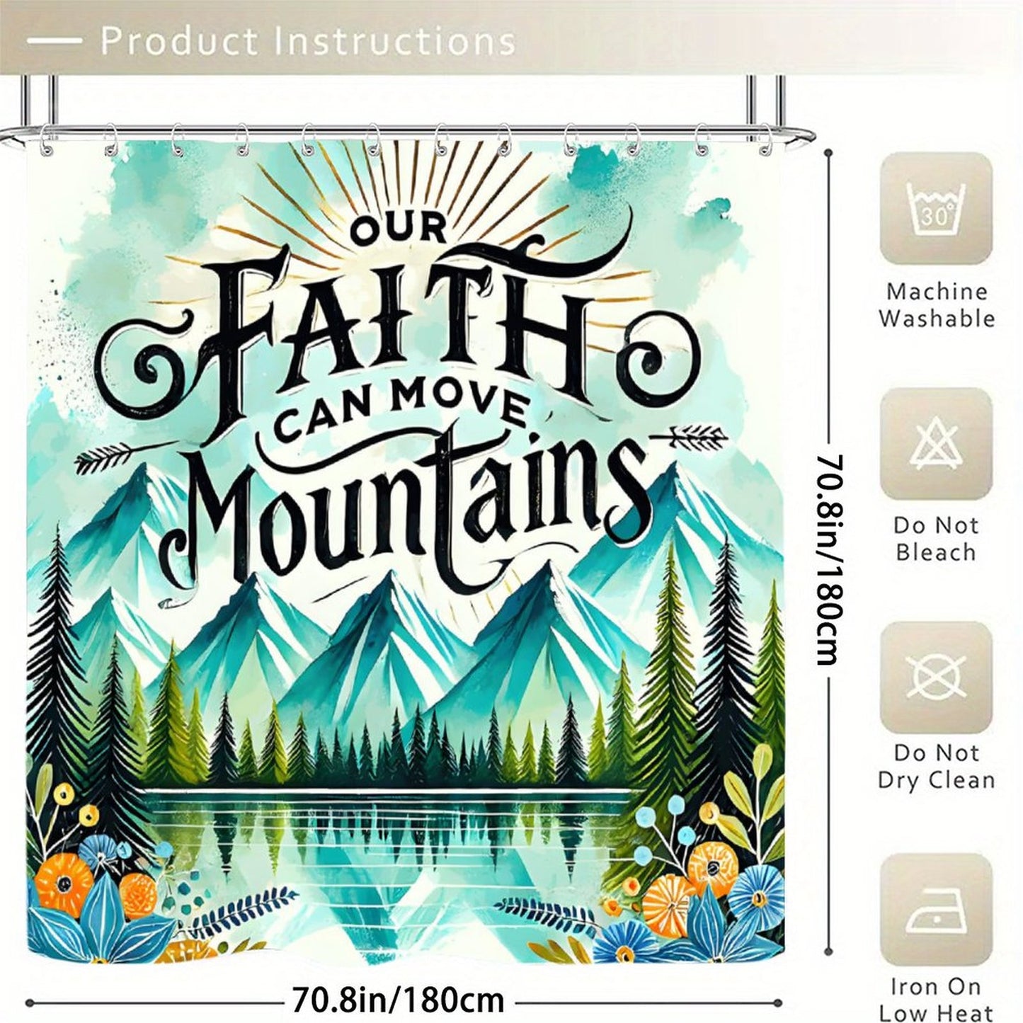 Our Faith Can Move Mountains Christian Waterproof Shower Curtain