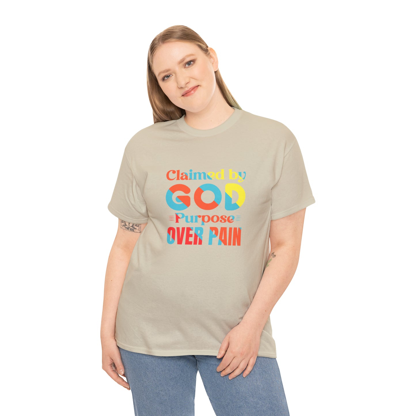 Claimed By God Purpose Over Pain Unisex Heavy Cotton Tee Printify