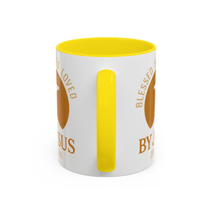 Inspirational Accent Coffee Mug - Blessed, Saved, Loved by Him | John 3:16
